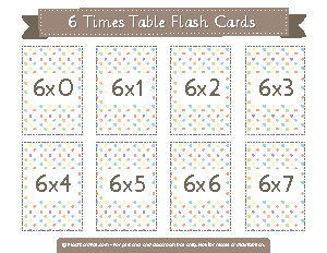 6 Times Table Flash Cards