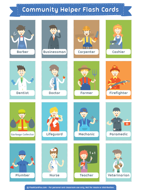 Printable Community Helper Flash Cards