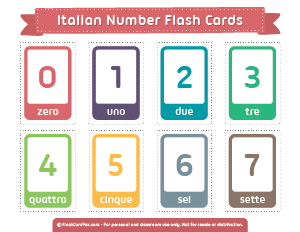 Italian Number Flash Cards