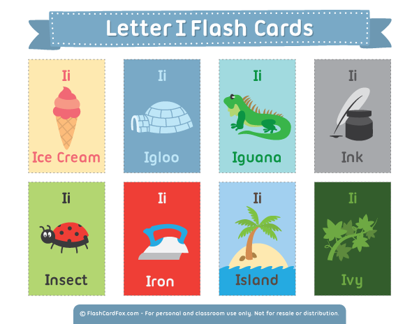 Free Printable Letter I Flash Cards
