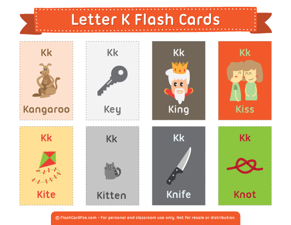 Free Printable Letter K Flash Cards