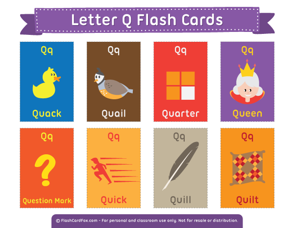 Free Printable Letter Q Flash Cards