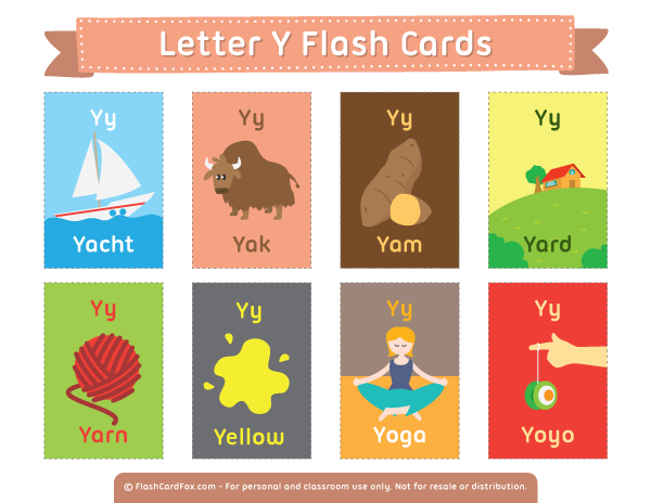 Free Printable Letter Y Flash Cards