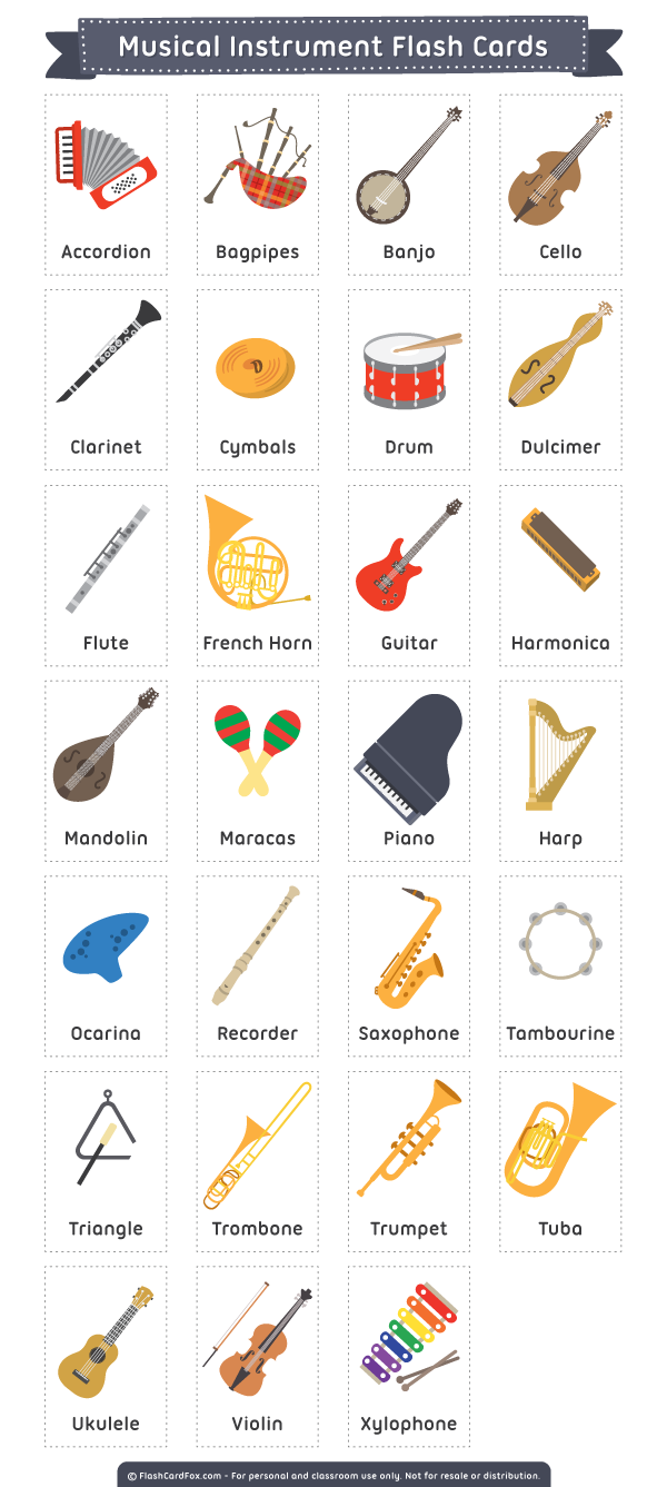 Free Printable Musical Instrument Flash Cards