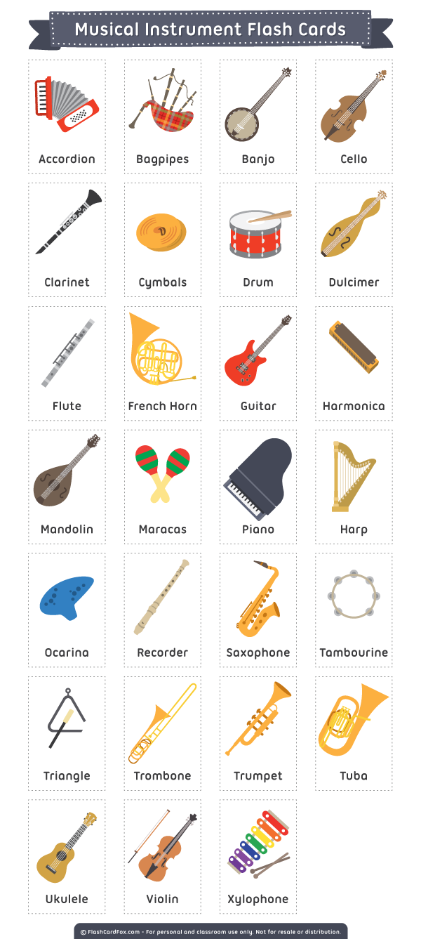 Printable Musical Instrument Flash Cards