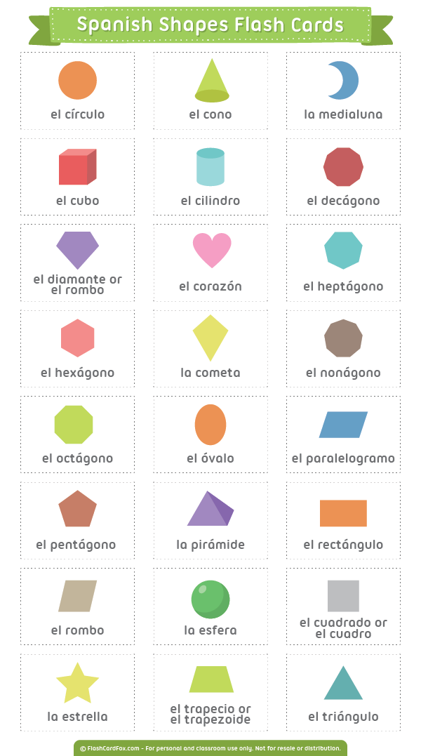 Free Printable Spanish Shapes Flash Cards