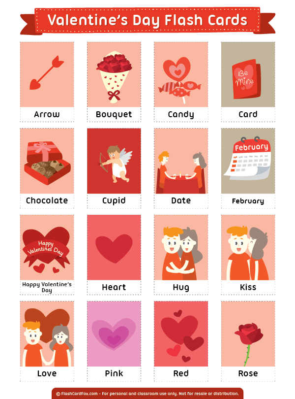 Free Printable Valentine's Day Flash Cards