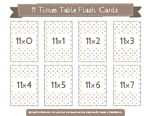 11 Times Table Flash Cards