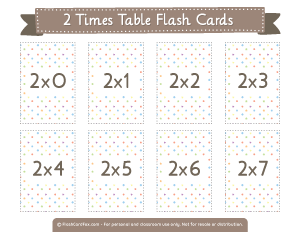 2 Times Table Flash Cards