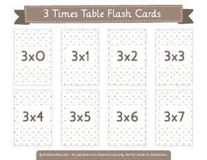 3 Times Table Flash Cards