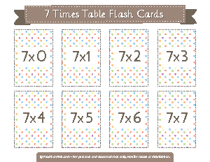 7 Times Table Flash Cards