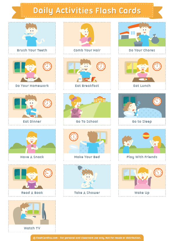 Free Printable Daily Activities Flash Cards