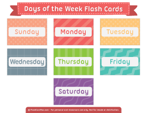 Days of the Week Flash Cards