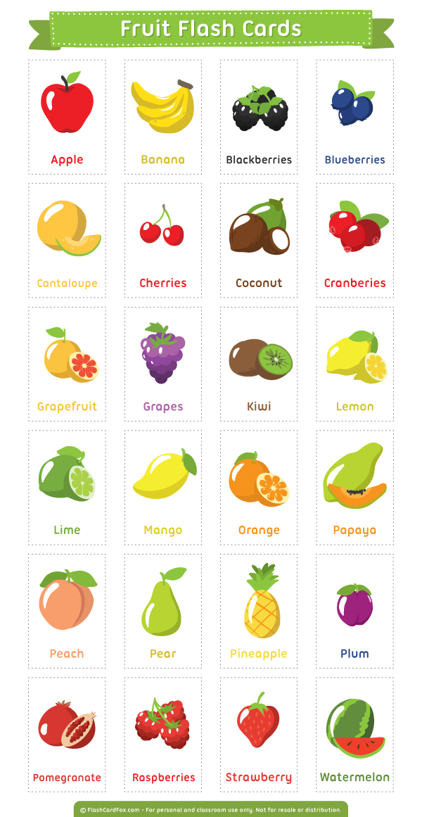 Free Printable Fruit Flash Cards