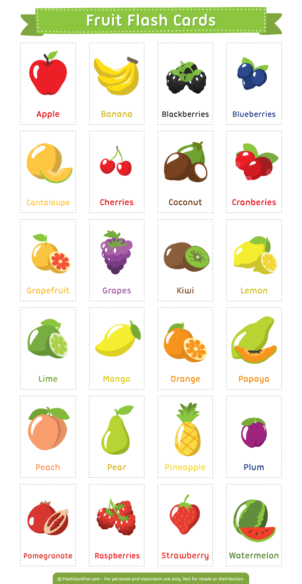 Printable Fruit Flash Cards