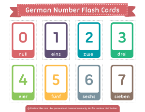 German Number Flash Cards