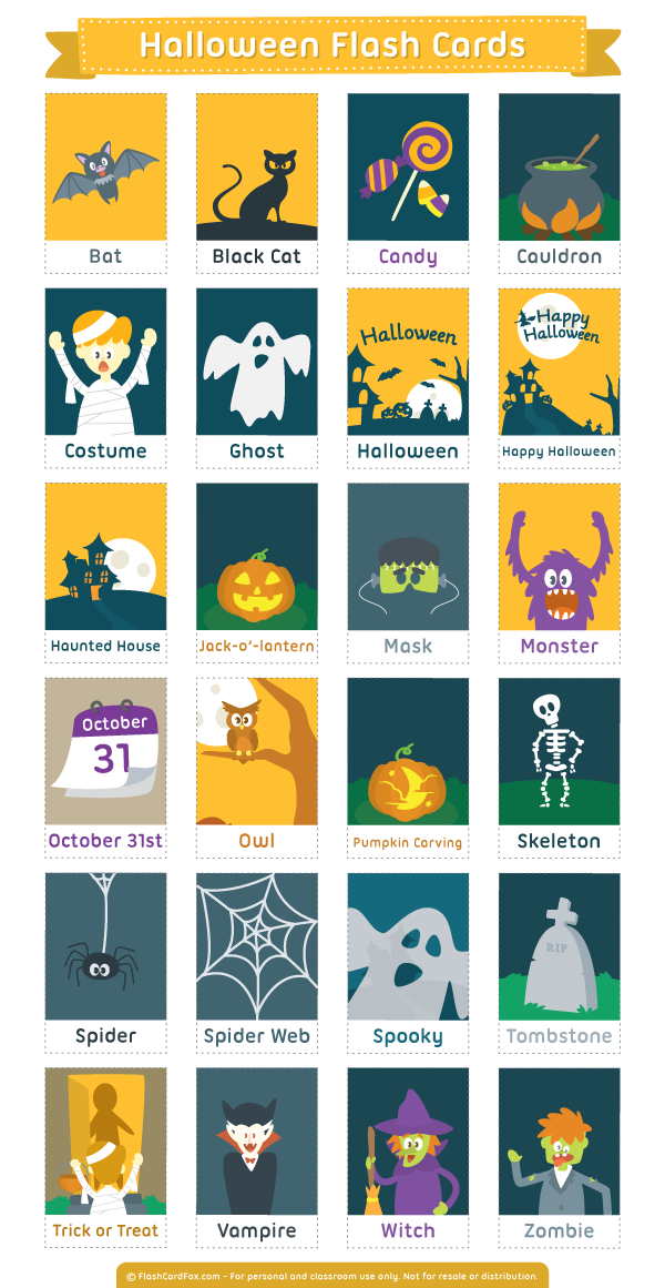 Printable Halloween Flash Cards