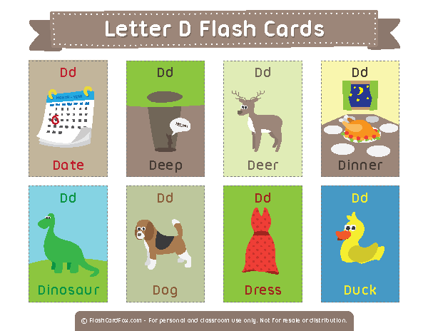 Free Printable Letter D Flash Cards