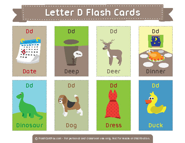 printable letter d flash cards