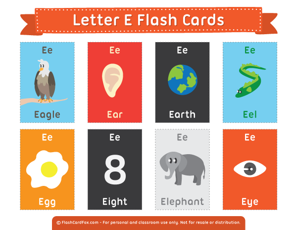 Printable Letter E Flash Cards
