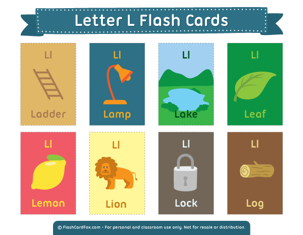 printable letter l flash cards