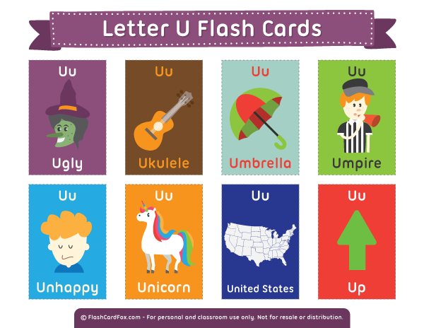 Free Printable Letter U Flash Cards