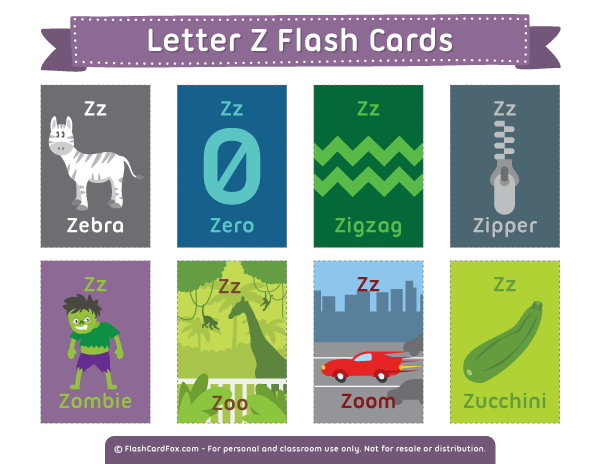 Printable Letter Z Flash Cards