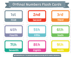 Ordinal Numbers Flash Cards