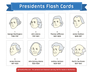 US Presidents Flash Cards