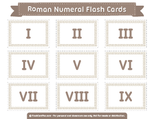 Roman Numeral Flash Cards