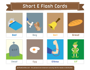 Short E Flash Cards