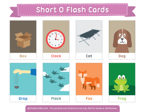 Short O Flash Cards