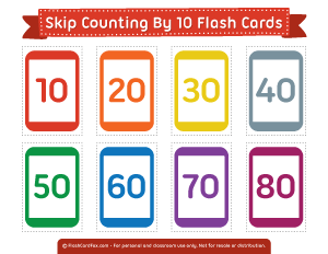 Skip Counting by 10 Flash Cards