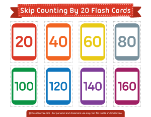Skip Counting by 20 Flash Cards