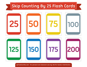 Skip Counting by 25 Flash Cards