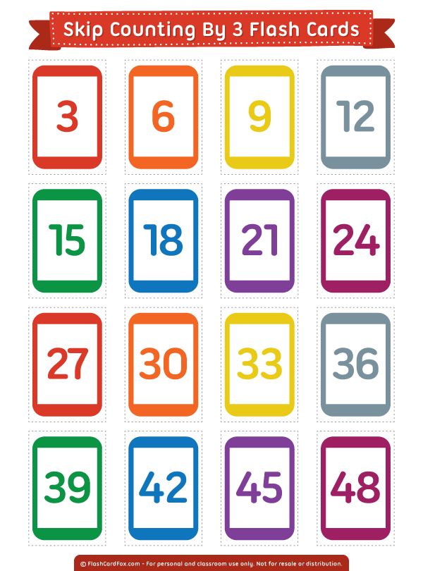 Free Printable Skip Counting by 3 Flash Cards