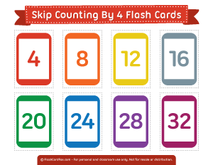Skip Counting by 4 Flash Cards