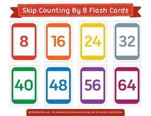 Skip Counting by 8 Flash Cards