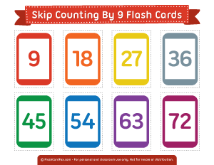 Skip Counting by 9 Flash Cards
