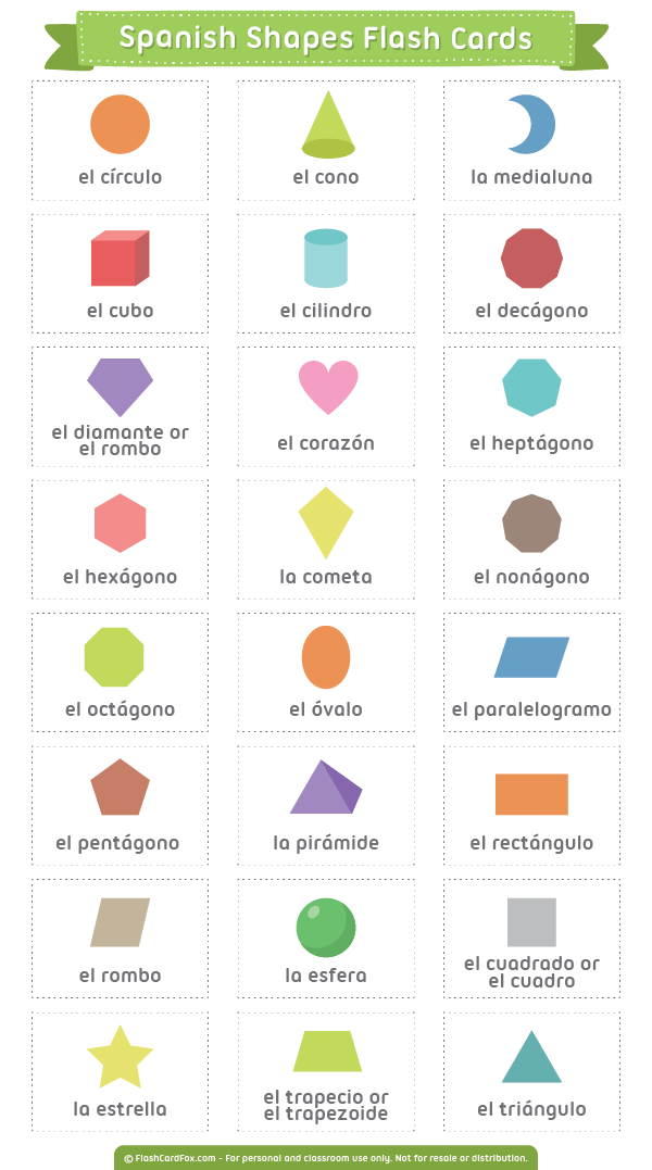 Spanish Adjectives Free Printable Flash Cards