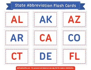 State Abbreviation Flash Cards