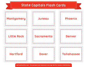 State Capitals Flash Cards