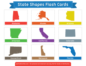 State Shapes Flash Cards