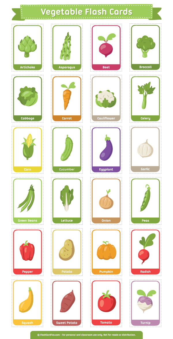 Free Printable Vegetable Flash Cards