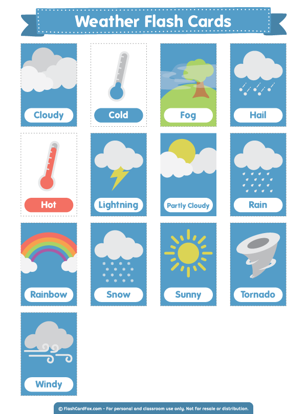 Free Printable Weather Flash Cards